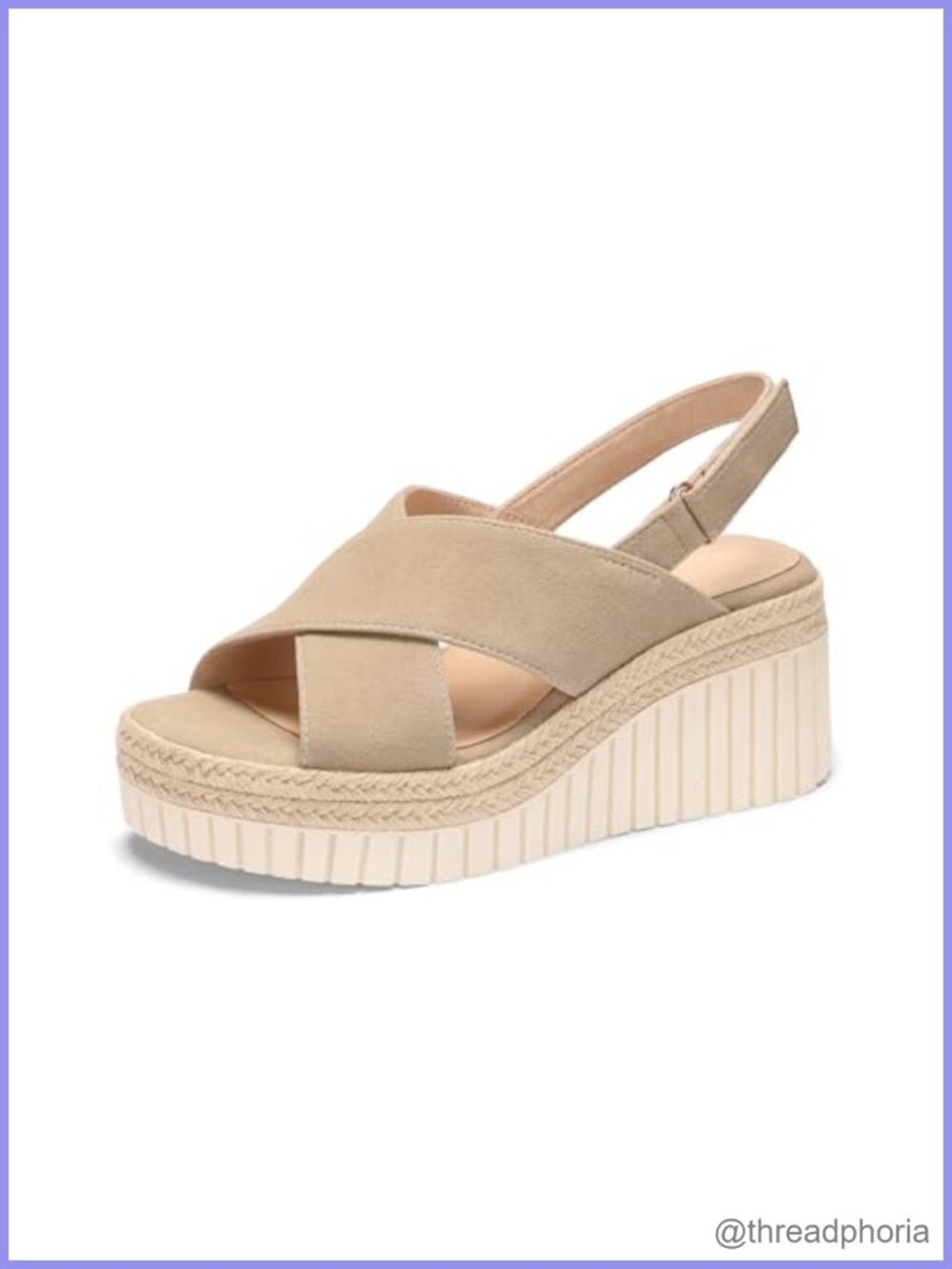Faux Suede Platform Wedge Sandals Open Toe Adjustable Ankle Strap